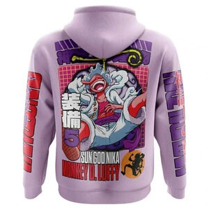5th Gear  Luffy One Piece Streetwear Sweatshirt Hoodie Pink Size 4X